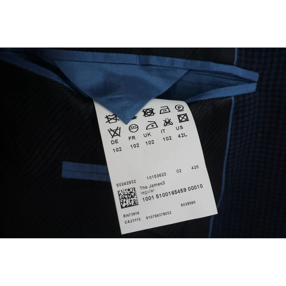 Boss Hugo Boss 2-Button Sport Coat Blazer Blue Check The‎ James3 42L